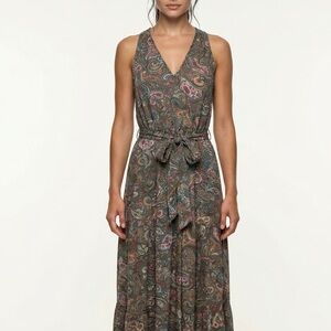 Paisley Green Sleeveless Dress